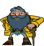 Swarthy sea captain in rain coat